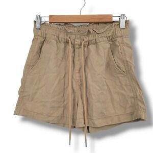 LOFT Womens XS Tan Lyocell Paperbag Waist Drawstring Shorts‎ Khaki Casual